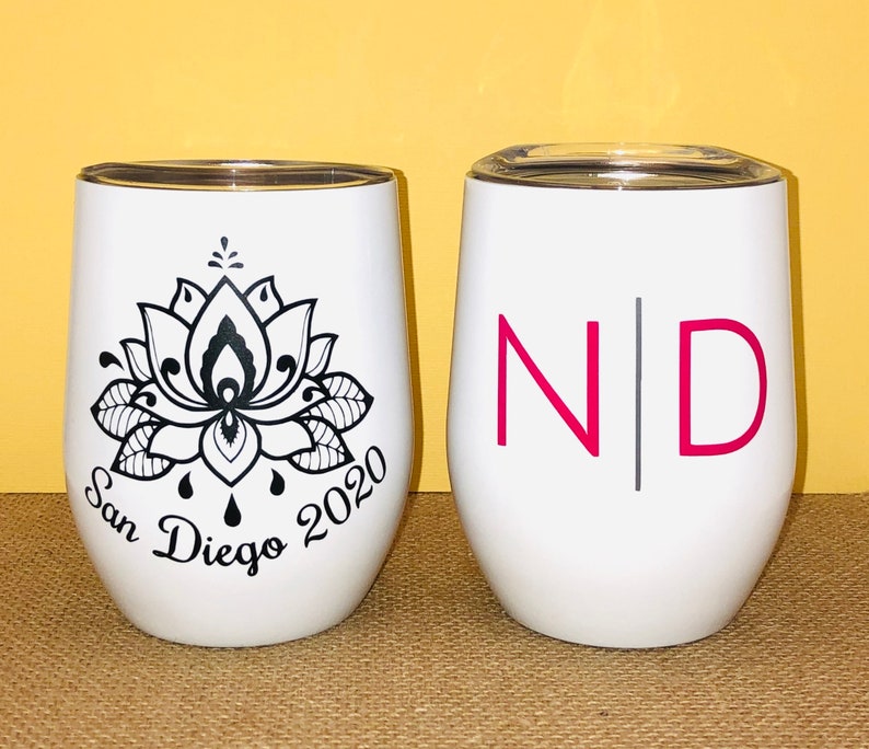 Personalized Custom Designed One-of-A-Kind Insulated Wine Tumblers with Lid 2-Sided Design