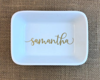 Personalized Porcelain Jewelry Dish | Script Name Trinket Tray