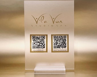 Acrylic Signs with Custom QR Codes for Business, Social Media, Electronic Payments, Menus