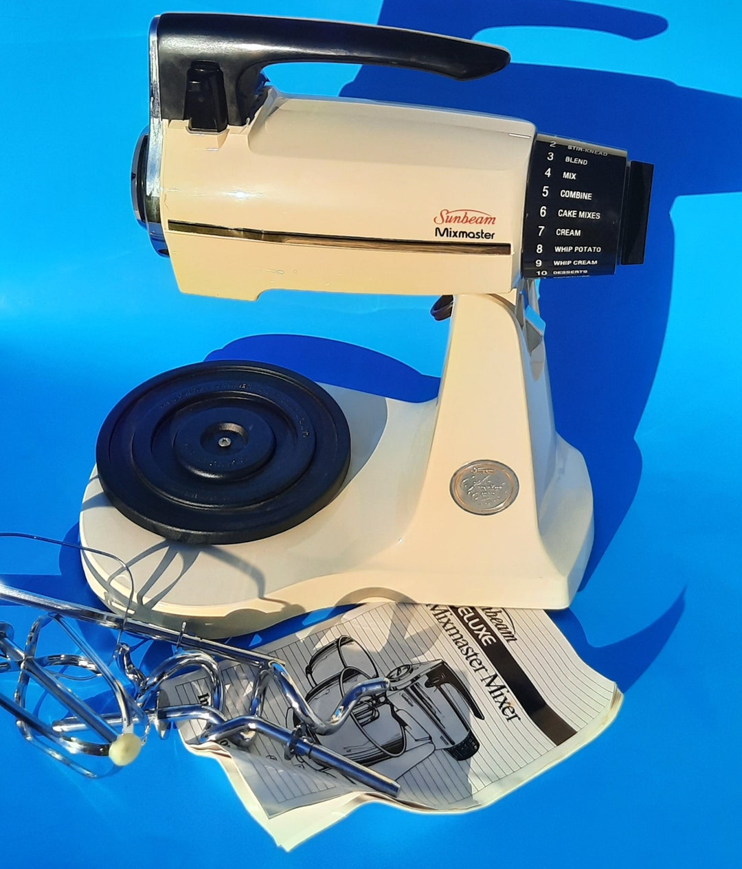 Sunbeam Deluxe Mixmaster Mixer With Beaters Hooks Vintage Etsy