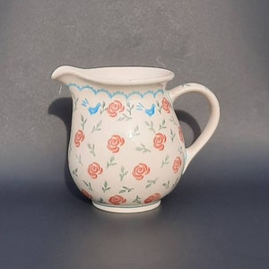 Boleslawiec Polnische Keramik Rote Rose Blumenmuster Krug Vintage