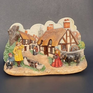 Vintags Naturecraft Congleton England &quot;Old Mill&quot; Ref Nr. 631 3D Chalkware Skulptur