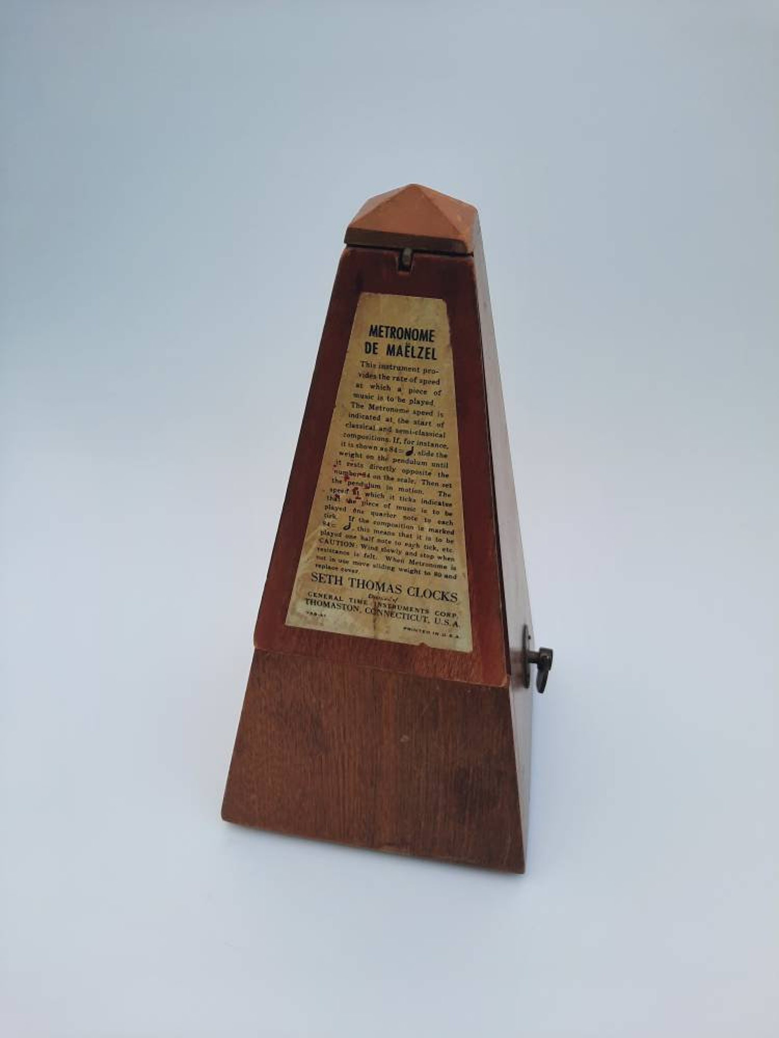 Seth Thomas Metronome De Maelzel 4910 Wood Wind up Music Etsy