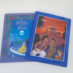Aladyn/Piękna i Bestia Ilustrowane 1992 Twarda oprawa DISNEY Zestaw książek z obwolutami