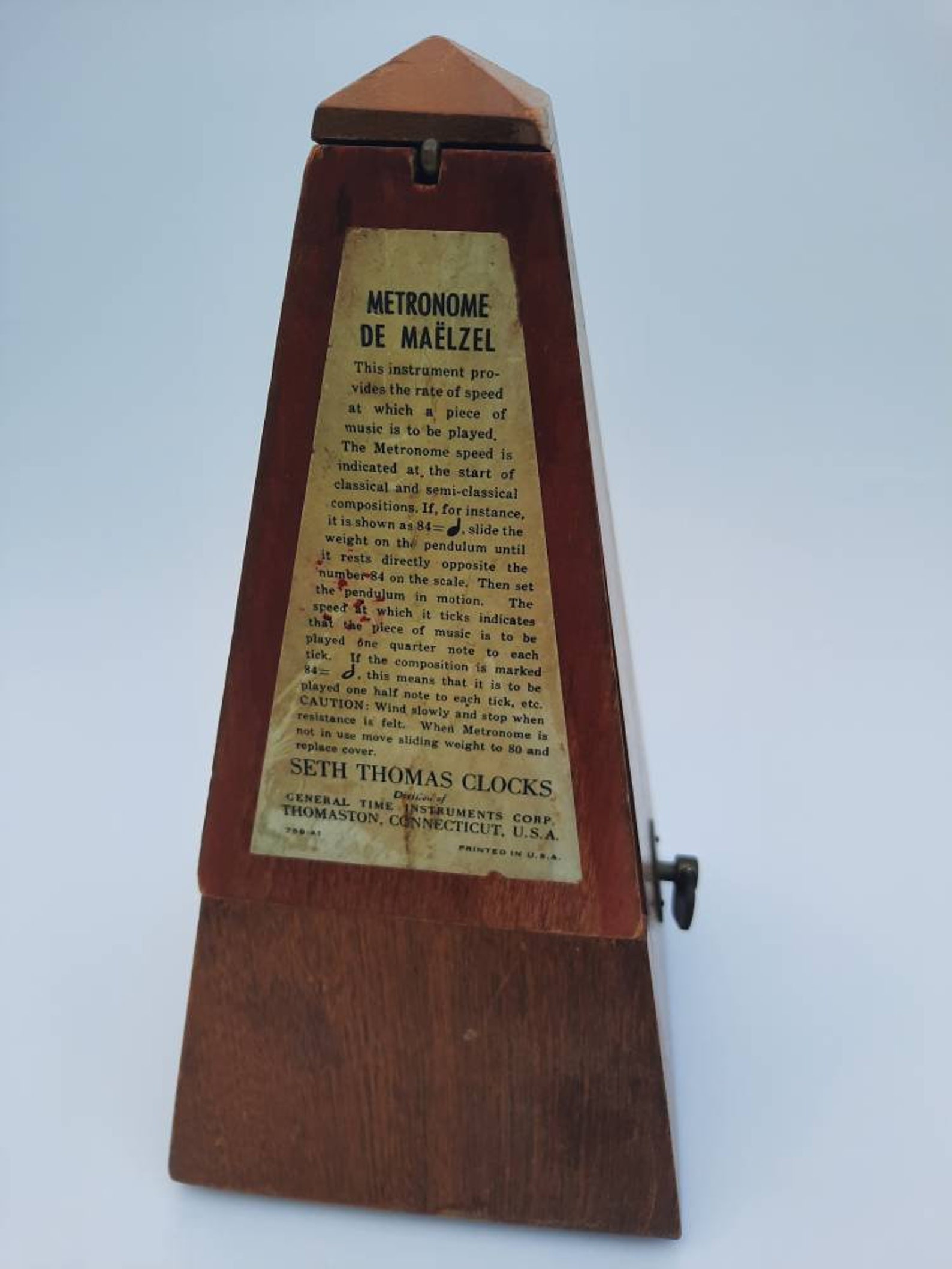 Seth Thomas Metronome De Maelzel 4910 Wood Wind up Music Etsy