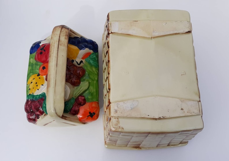 Picnic Basket Mccoy Cookie Jar Vintage With Fruits Adorable Unique