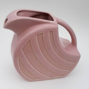 Pink Art Deco Pitcher Made by Alamo Pottery Collectible Vintage