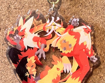 Flame Chick Family Glitter Charm