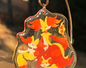 Fire Fennec Family Glitter Charm