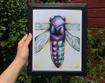 Dragonfly Watercolor and Ink Fine Art Print