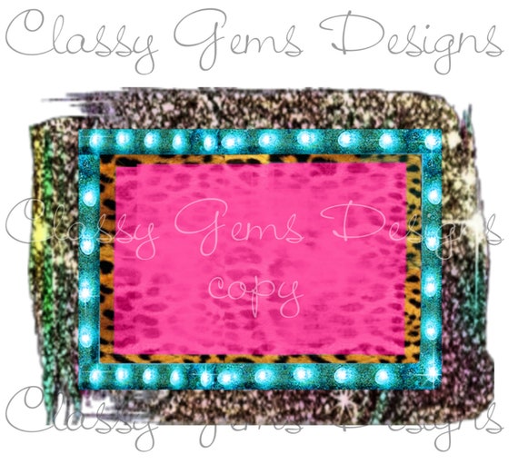 Colorful Blue Marquee Frame Splash With Leopard And Glitter Etsy