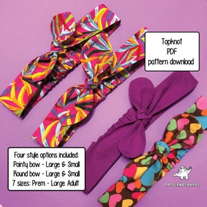 Topknooppatroon, pdf-naaipatroon, hoofdbandpatroon topknoop, naaipatroon hoofdband, strikpatroon, Patternosaurus-naaipatroon