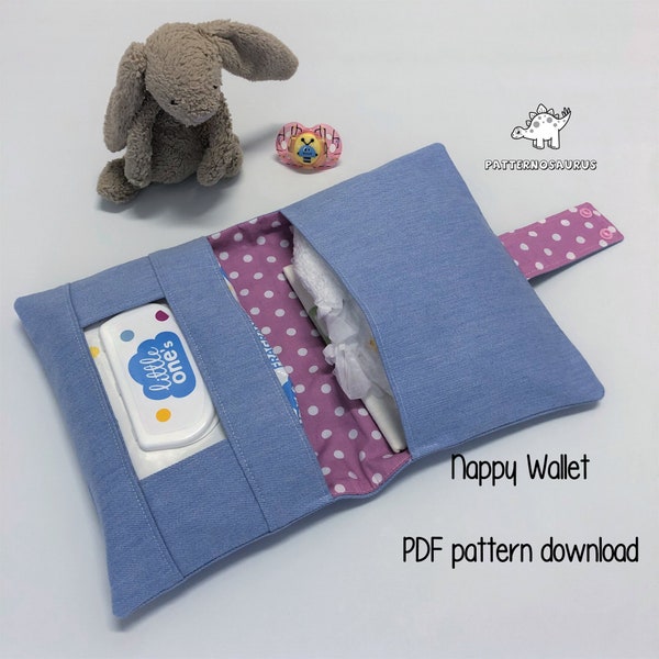 Modello portafoglio per pannolini, modello pochette per pannolini, regalo per baby shower, modello PDF, modello di cucito