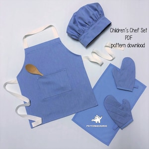 Children's Chef Set sewing pattern, PDF pattern, apron pattern, pdf sewing pattern, chef hat pattern, oven mitts pattern, kids patterns