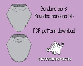 Bandana bib pattern, PDF download sewing pattern, dribble bib pattern, bandana bib sewing pattern, baby bib, Patternosaurus sewing pattern