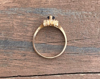 RESERVADO PARA PAULINA Tamaño para anillo de oro amarillo de 14 k con diamantes y topacio azul Londres en forma de pera