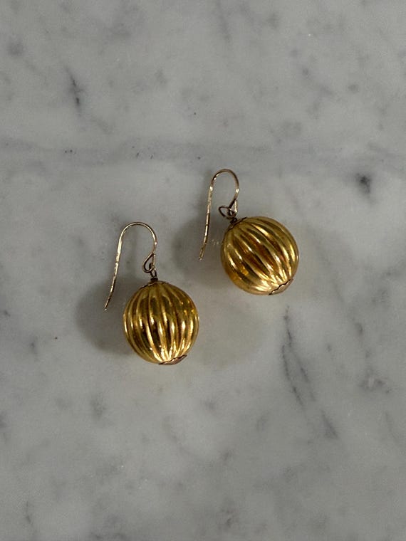 Ribbed Sphere Ball Circle Dangle Drop Shepherd Ho… - image 6