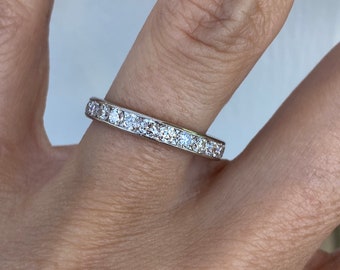 RARE FIND Platinum Channel Set 1ct Old European Cut Diamond Full Eternity Band Stacking Stackable Wedding Ring