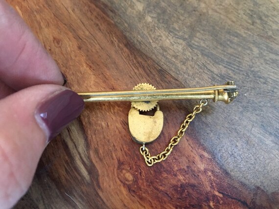 Victorian Antique Lock Locket Bar Pin Brooch - image 5