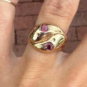 Ouroboros Snake Ruby Ring 9k Yellow Gold Moi Et Toi Band Ring