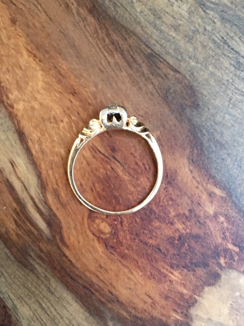 Antique Old European Cut Diamond Solitaire Engagement Ring 14K Yellow Gold Vintage Estate