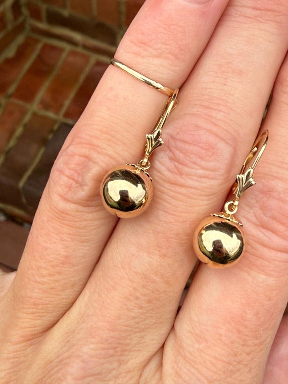Classic Sphere Ball Circle Dangle Drop Leverback … - image 6