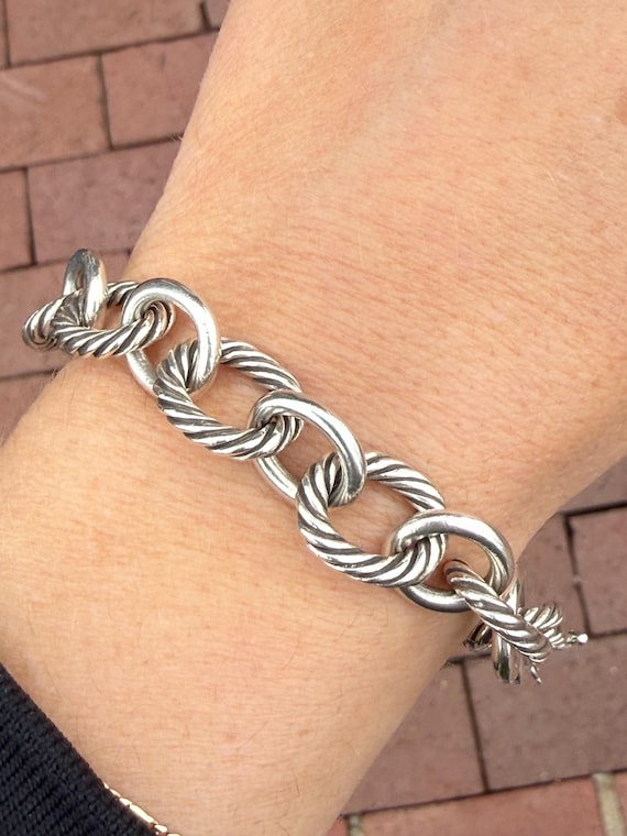 David Yurman Solid Cable Link Sterling Silver 7" … - image 8