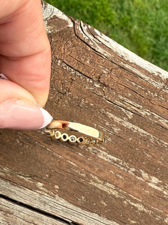 Bezel Set Ruby Round Diamond Stacking Stackable B… - image 3