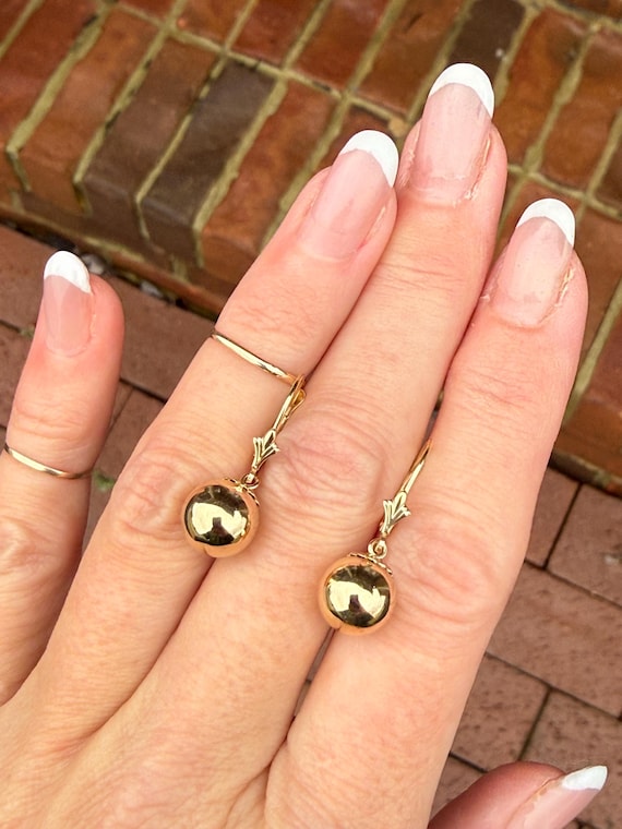 Classic Sphere Ball Circle Dangle Drop Leverback … - image 3
