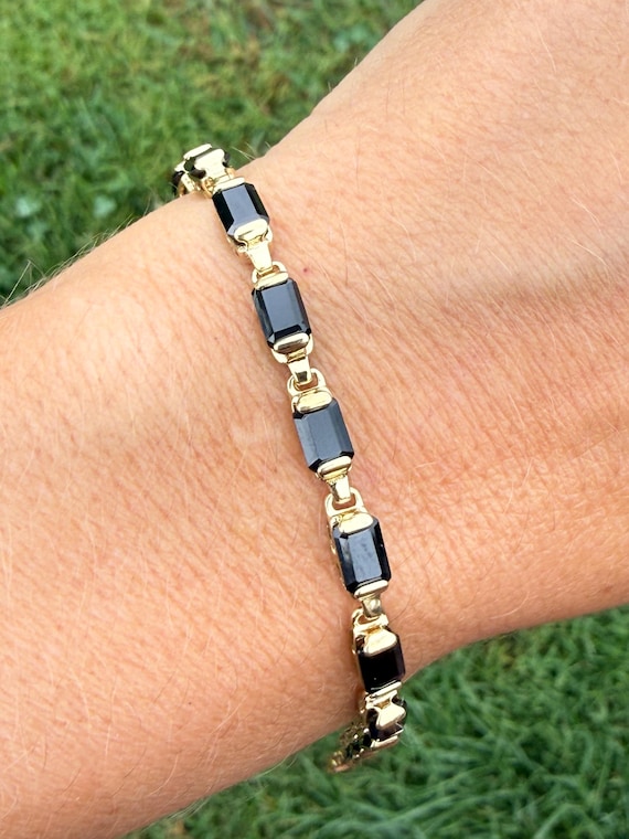 Emerald Cut Black Onyx Stacking Stackable Link Br… - image 2