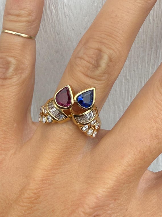 Fine Quality Ruby Sapphire Pear Shape Baguette Ro… - image 6