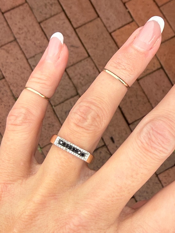 Black Diamond Stacking Stackable 10k Yellow Gold … - image 2