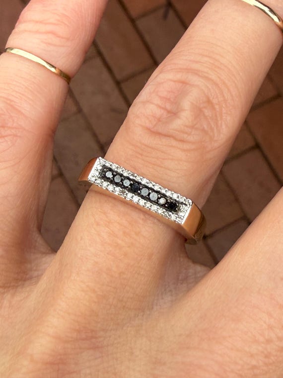 Black Diamond Stacking Stackable 10k Yellow Gold … - image 5