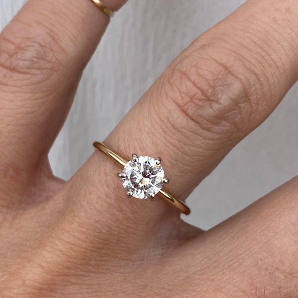 Round Brilliant Cut .95ct Diamond Solitaire Wedding Engagement Ring 14k Yellow Gold #2