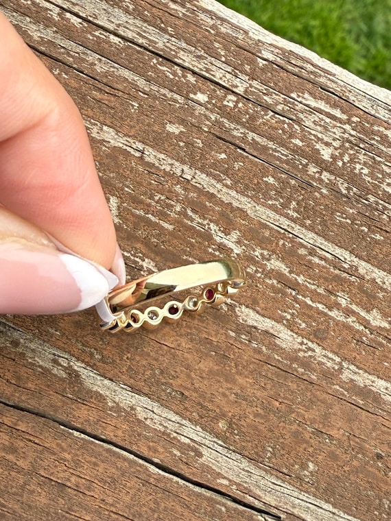 Bezel Set Ruby Round Diamond Stacking Stackable B… - image 6