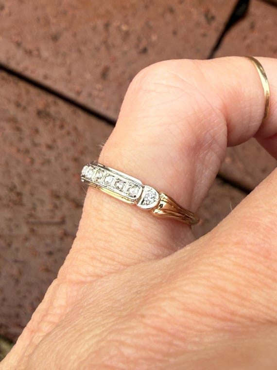 Antique Rose Cut Diamond Stacking Stackable Weddi… - image 4