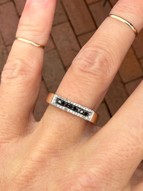 Black Diamond Stacking Stackable 10k Yellow Gold … - image 17