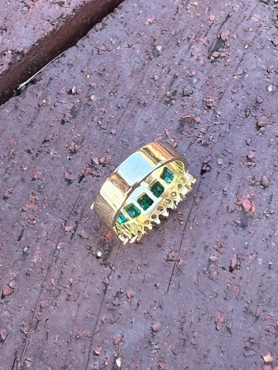 Striking Channel Set Square Carre Cut Emerald Nat… - image 6