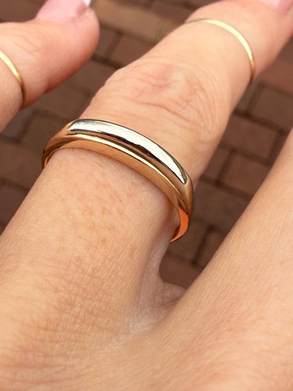 Unique Two Tone Stacking Stackable Anniversary We… - image 10