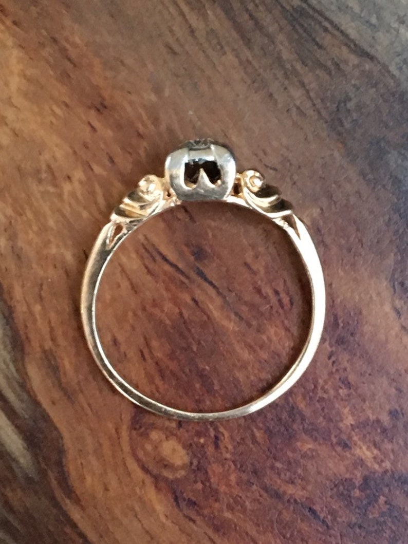 Antique Old European Cut Diamond Solitaire Engagement Ring 14K Yellow Gold Vintage Estate