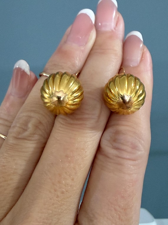 Ribbed Sphere Ball Circle Dangle Drop Shepherd Ho… - image 9