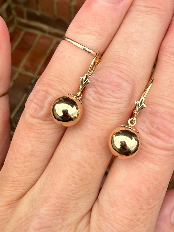 Classic Sphere Ball Circle Dangle Drop Leverback … - image 5