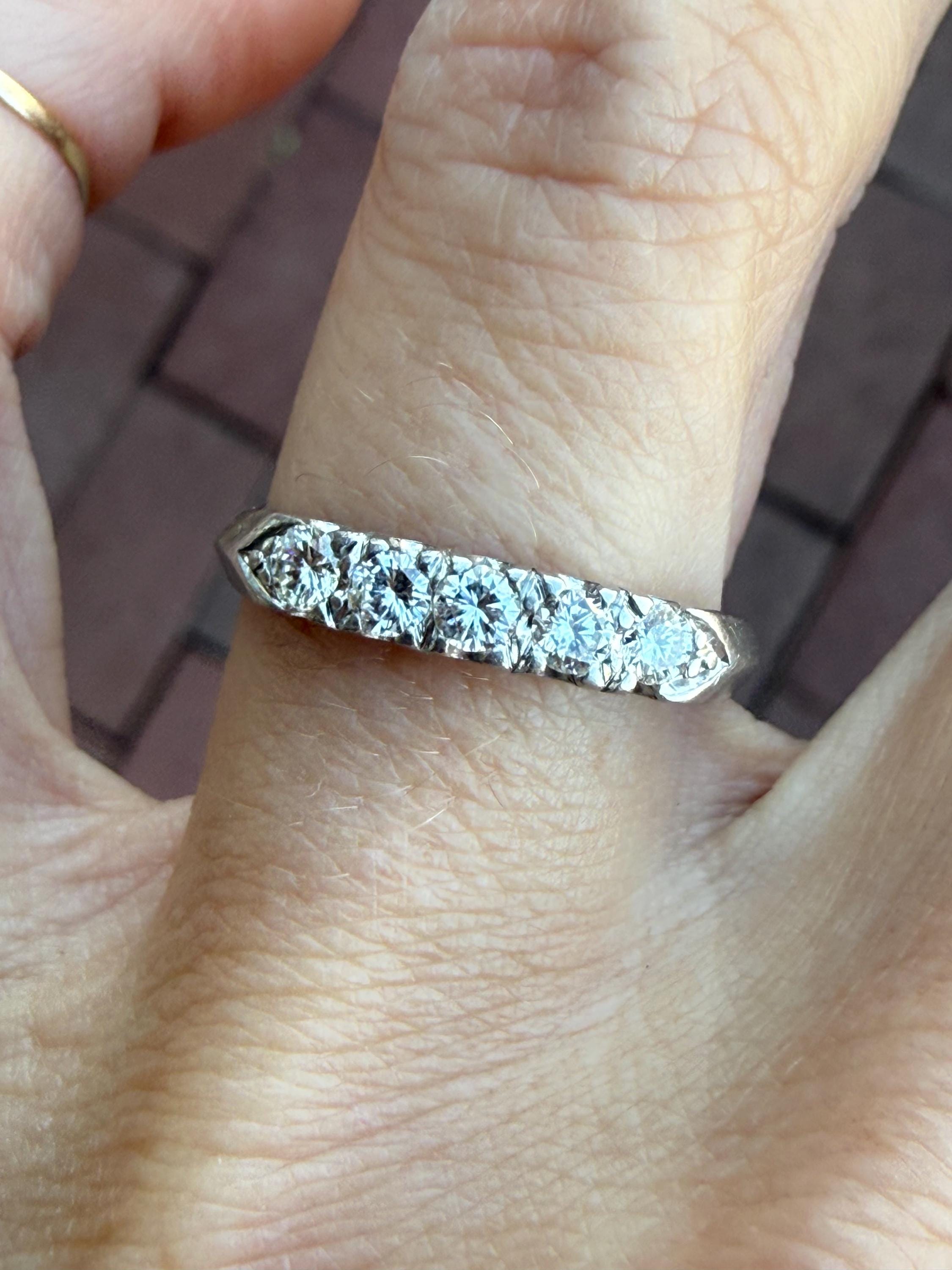 Vintage Platinum Round Brilliant Cut Diamond Stacking Stackable ...