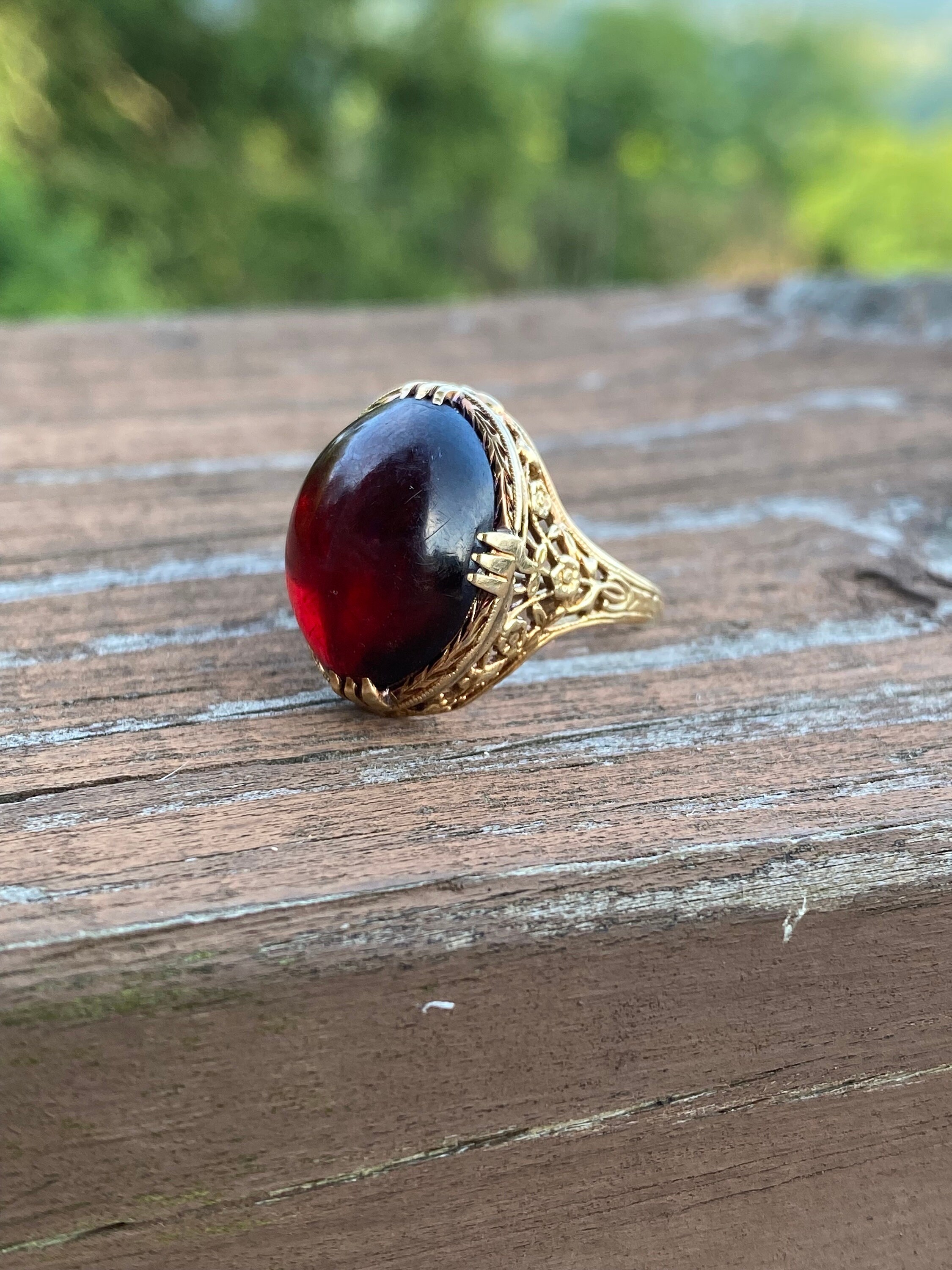 Garnet cabochon ring sale