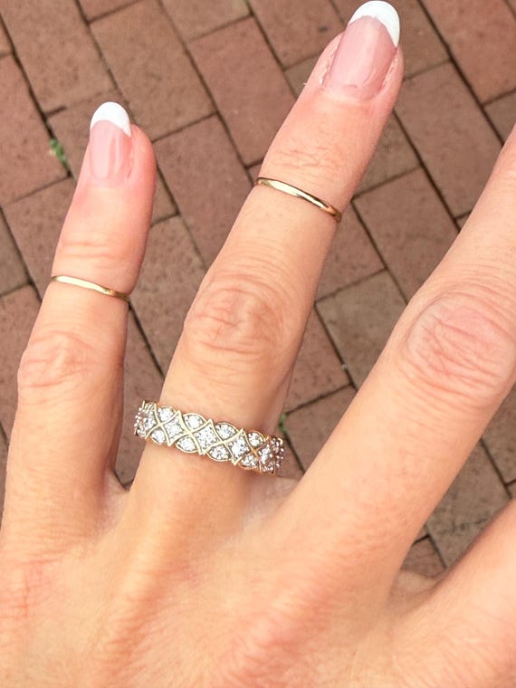 Natural Diamond 1/2ct Stacking Stackable Band Rin… - image 2