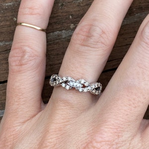 Le Vian Chocolate Diamond Wedding Ring Band Stacking Stackable Brown And White Diamond 14k White Gold