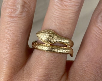 Sweet Snake Ring 14k Yellow Gold Band Ring