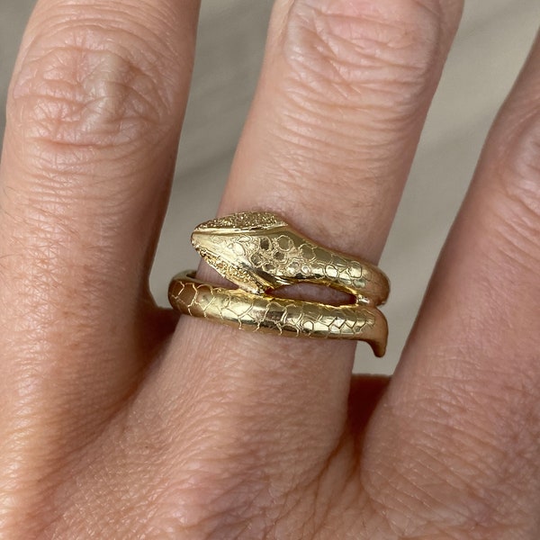 Sweet Snake Ring 14k Yellow Gold Band Ring