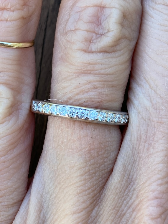 Diamond Half Eternity Stacking Stackable Wedding … - image 1