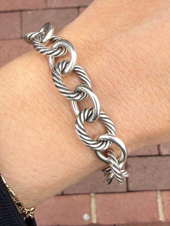 David Yurman Solid Cable Link Sterling Silver 7" … - image 1